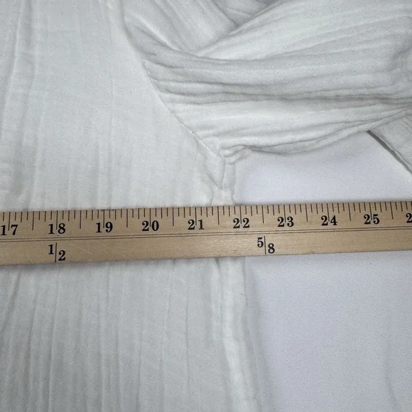 Faherty Kasey Organic Cotton Gauze Dress Sz L Tiered White Boho Cottage READ - Picture 8 of 16